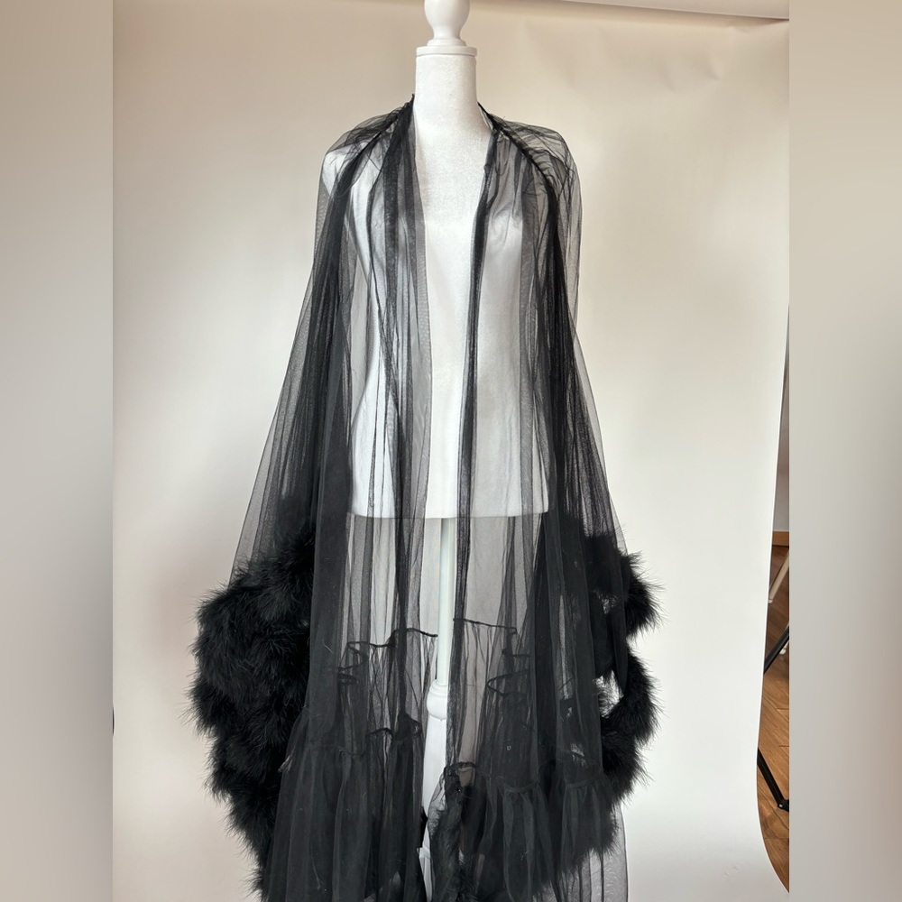 Tulle feather robe